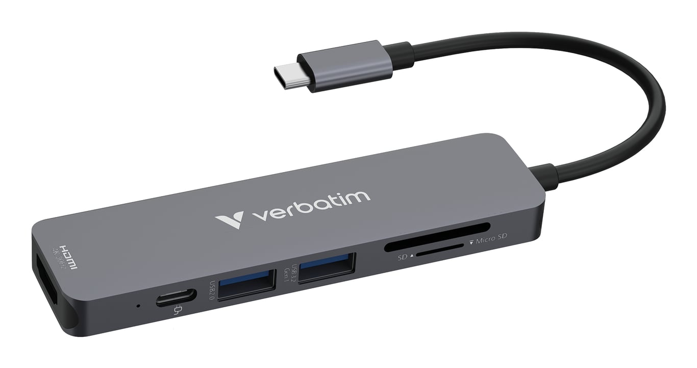 Verbatim 32156 huby i koncentratory USB 3.2 Gen 1 (3.1 Gen 1) Type-C 5000 Mbit/s Szary