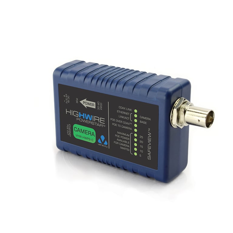 Veracity HIGHWIRE Powerstar Camera konwerter sieciowy Wewnętrzny 100 Mbit/s Niebieski