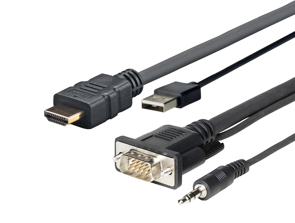 Vivolink PROHDMIMVGA1 adapter kablowy 1 m HDMI+VGA+USB+3.5mm HDMI+VGA (D-Sub) +USB+3.5mm Czarny