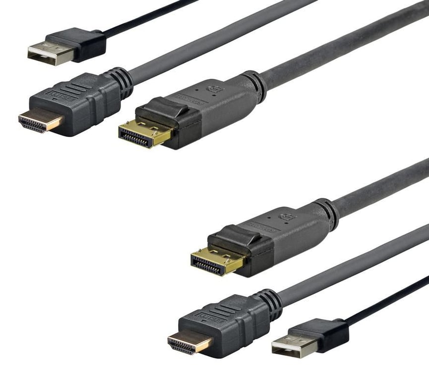 Vivolink PROHDMIUSBDP5 adapter kablowy 5 m DisplayPort HDMI + USB Czarny