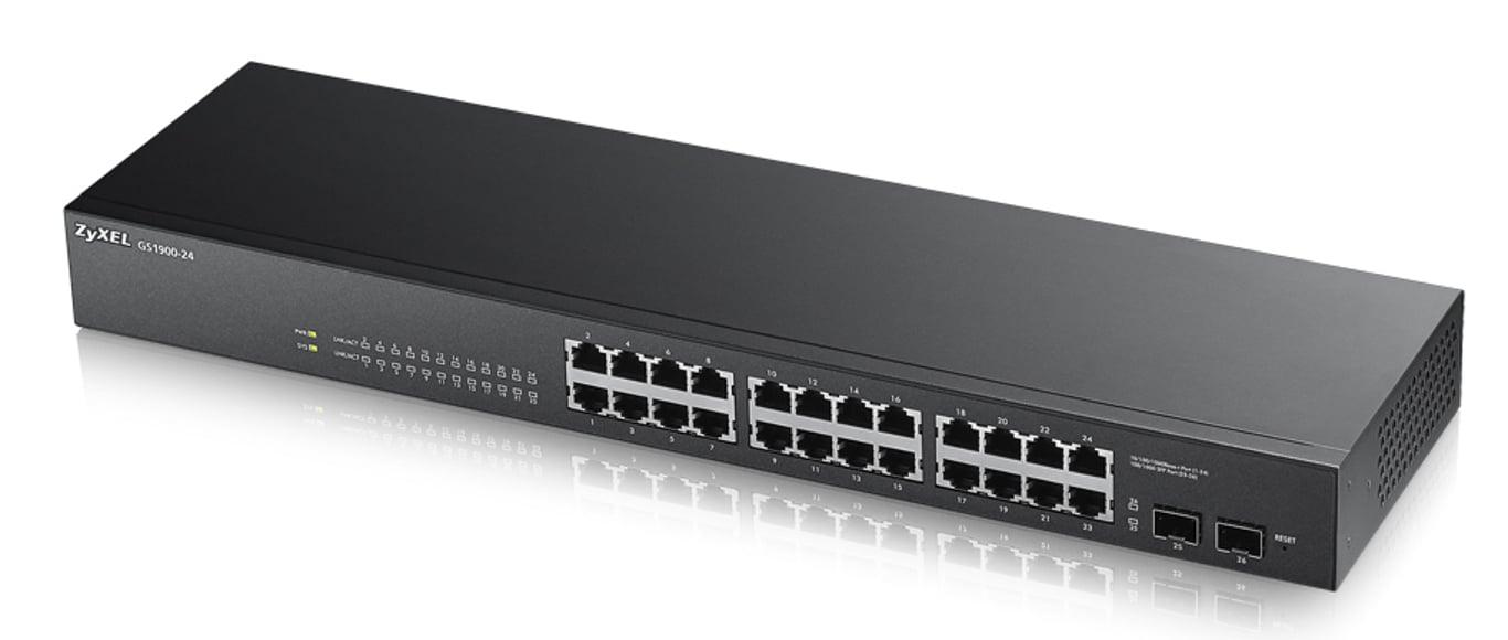 Zyxel GS1900-24 łącza sieciowe Zarządzany Gigabit Ethernet (10/100/1000) Czarny