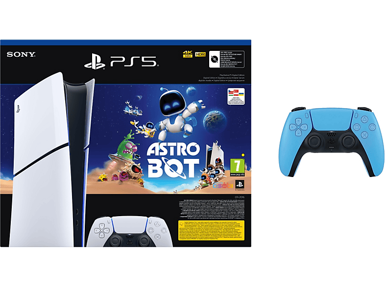 PLAYSTATION 5 Slim Digital Edition D Chassis 1TB + Astro bot (do pobrania) Dodatkowy kontroler bezprzewodowy DualSense Gwieździsty Błękit