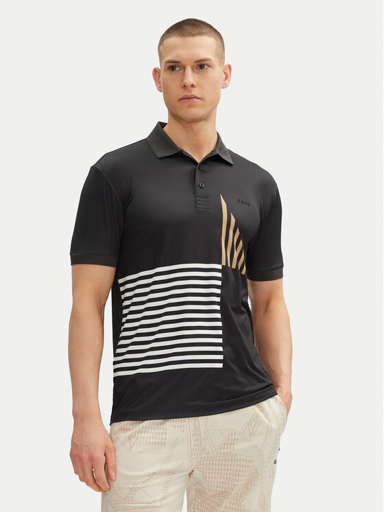 BOSS Polo Paddy Striped C1 50539506 Czarny Regular Fit