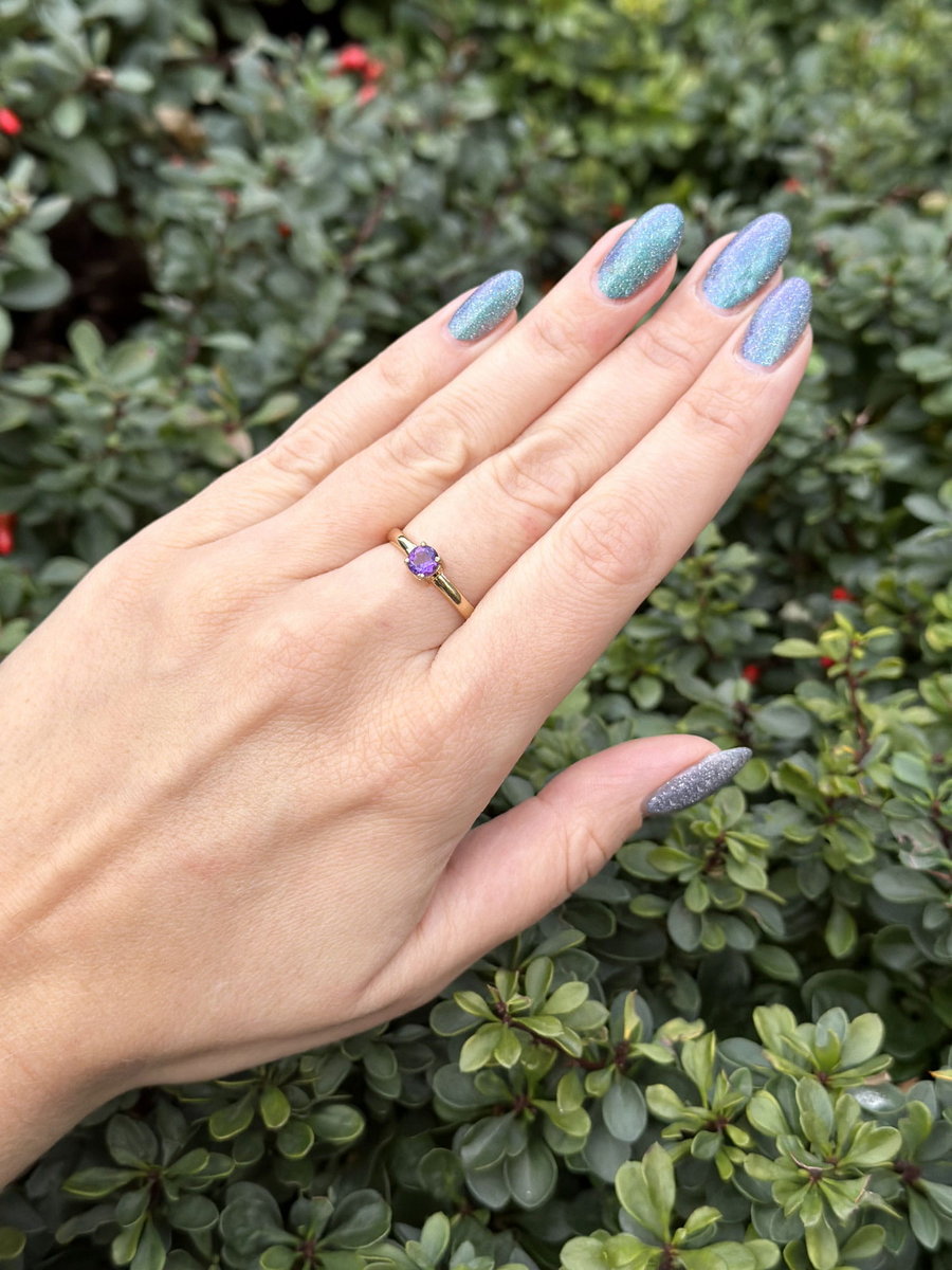 Delikatny Pierścionek z Ametystem - 17