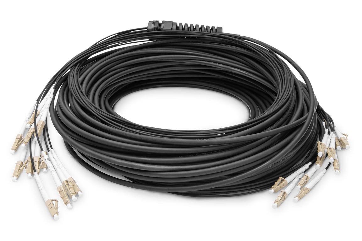 Digitus Zakończony fabrycznie uniwersalny kabel światłowodowy typu breakout, wielomodowy OM4, 12 włókien, LC/UPC – LC/UPC