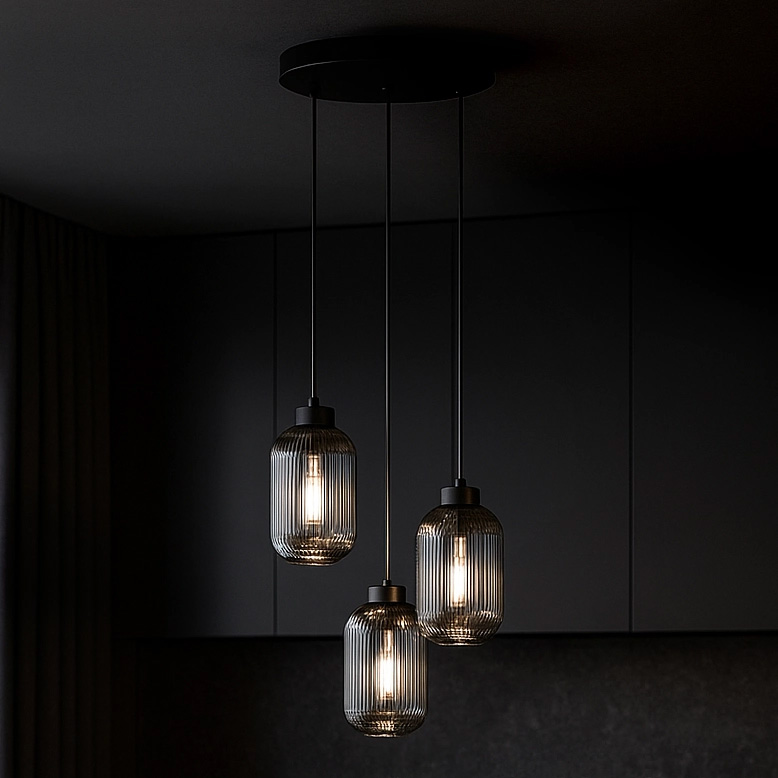 Lampa wisząca z kloszami nad okrągły stół K-5755 z serii SILVA