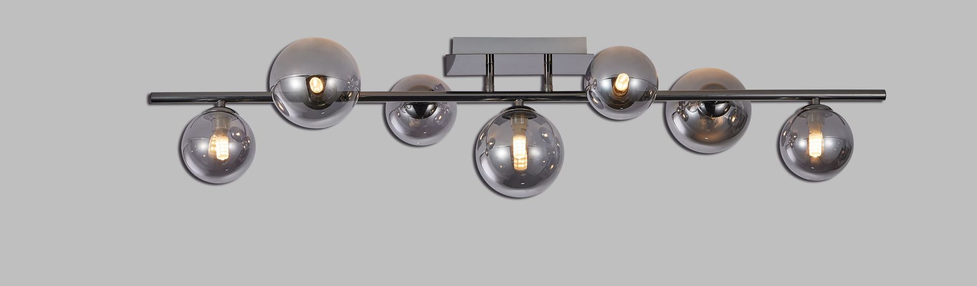 Duża lampa sufitowa, 7 dymionych kloszy WF 9214-0710 z serii SEVILLA