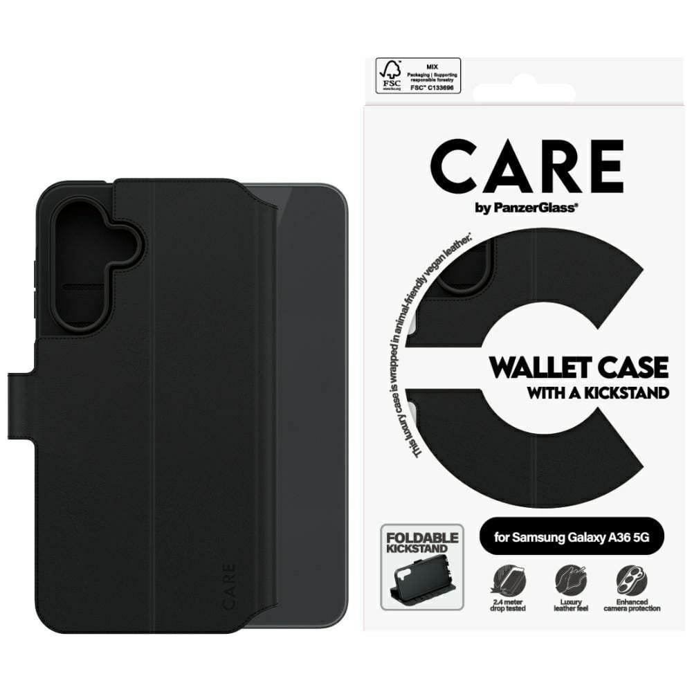 Etui CARE by PanzerGlass Feature Wallet Kickstand do Samsung Galaxy A36 5G czarny