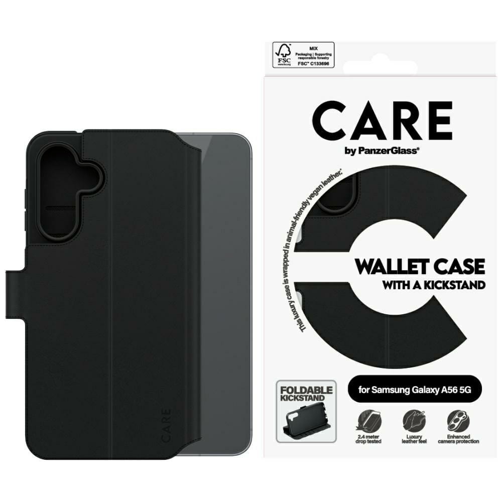 Etui CARE by PanzerGlass Feature Wallet Kickstand do Samsung Galaxy A56 5G czarny