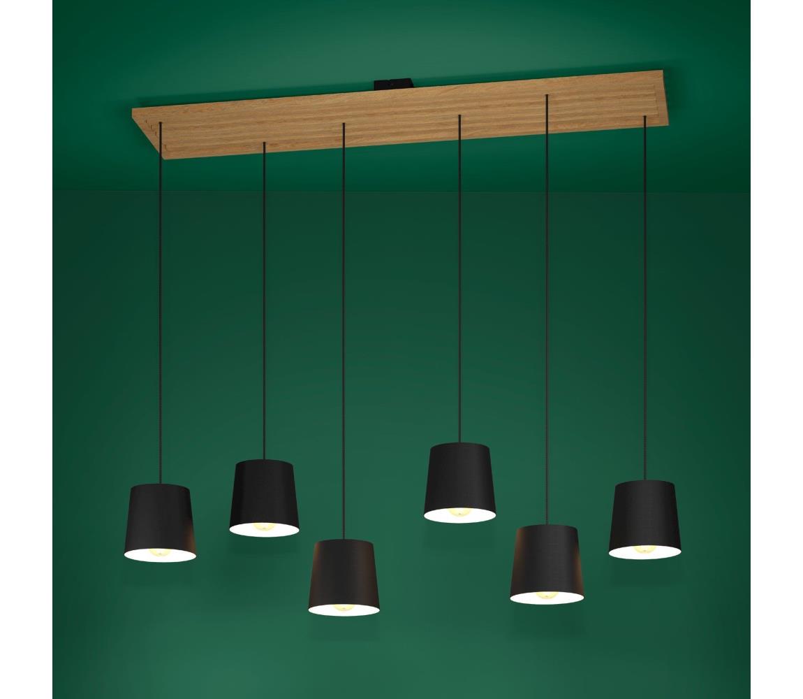 Eglo 390131 - Żyrandol na lince CAMARIOCA 6xE27/40W/230V czarny/brązowy