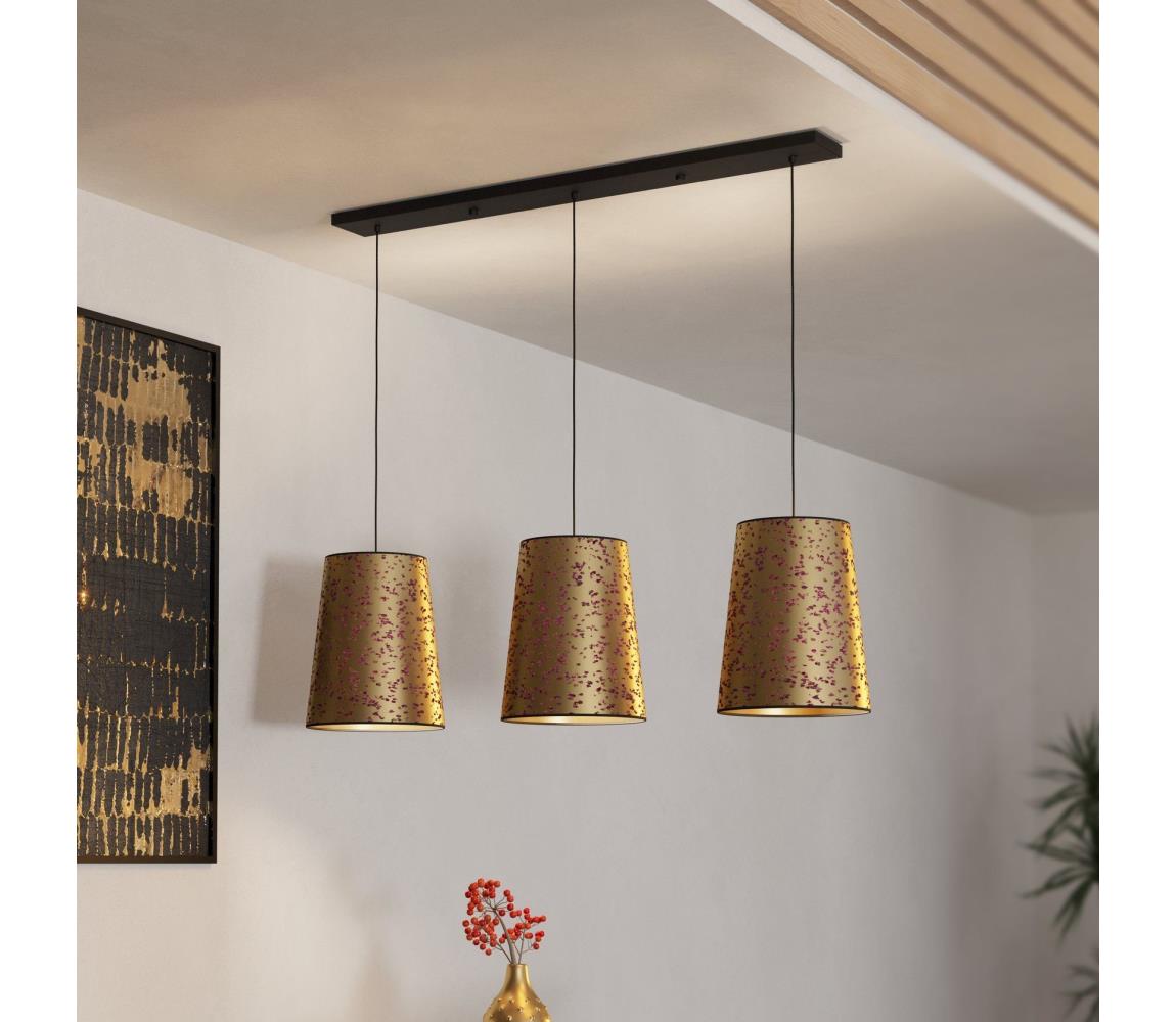 Eglo 390293 - Żyrandol na lince CASTUERA 3xE27/25W/230V złoty/różowy