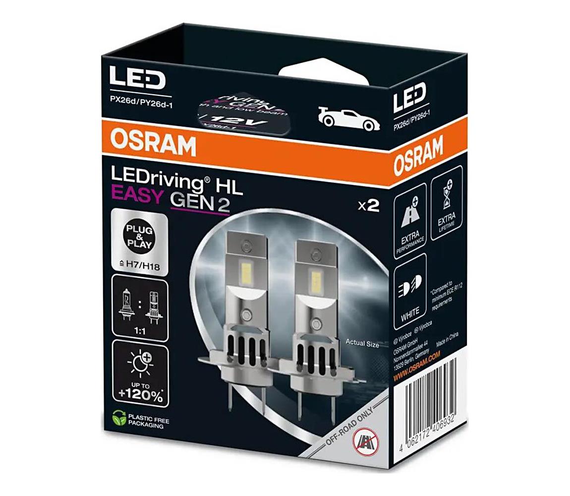 ZESTAW 2x LED Żarówka samochodowa EASY GEN H7 PX26d/16W/12V 6500K - Osram