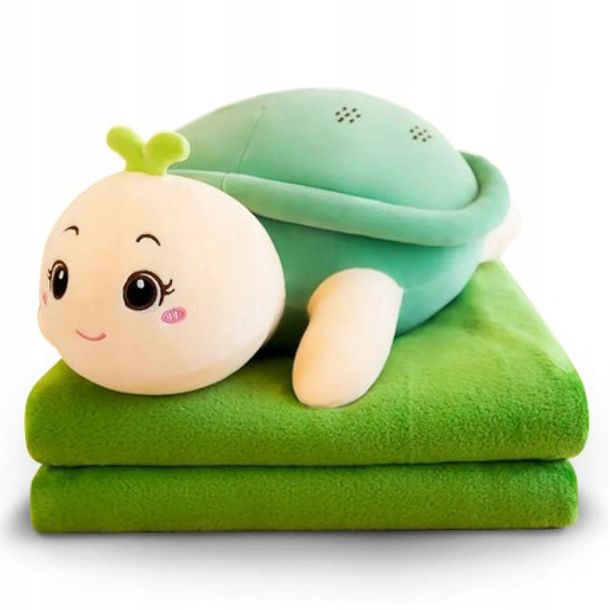Maskotka Żółw Duża 3w1 Poduszka Z Kocem Zagłówek Zielony Kocyk