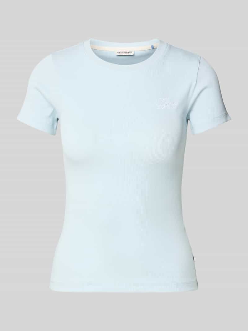 T-shirt o kroju slim fit z efektem prążkowania
