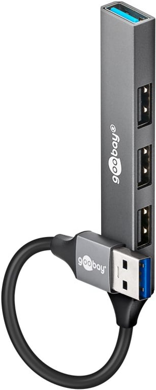 Goobay 74456 huby i koncentratory USB 2.0 Type-A 5000 Mbit/s Jasny Szary