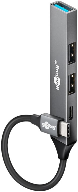 Goobay 74459 huby i koncentratory USB Type-C 5000 Mbit/s Jasny Szary