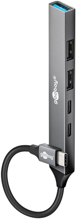Goobay 74460 huby i koncentratory USB Type-C 5000 Mbit/s Jasny Szary