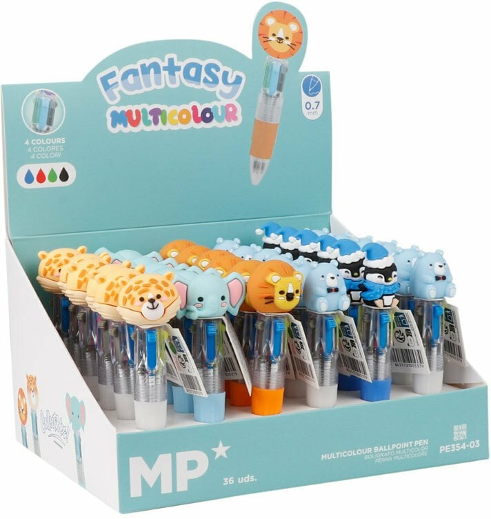 Długopis MINI 4w1 0.7mm Safari / Miś / Pingwin 36szt./opak PE354-03