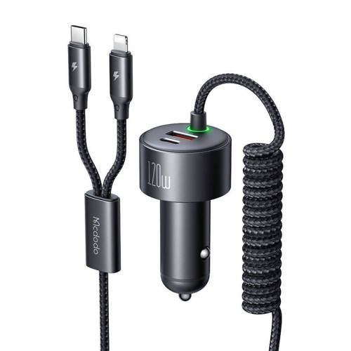 Ładowarka samochodowa Mcdodo CC-0370, USB-C, Lightning, 120W, chowane kable