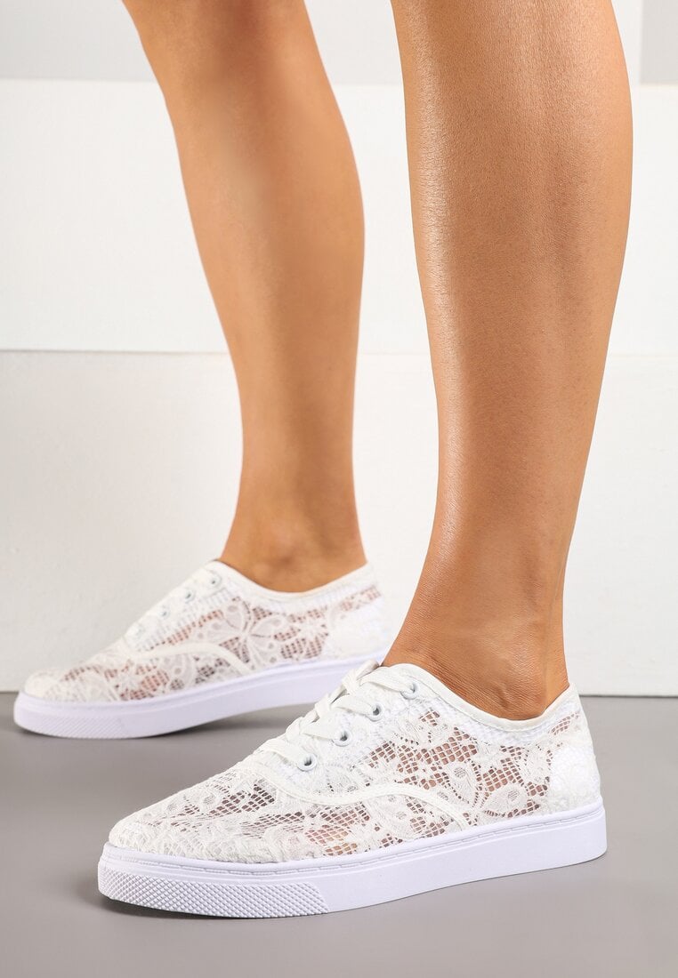 Białe Tenisówki z Koronkową Cholewką Orrelise