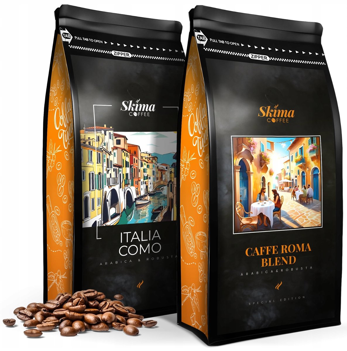 Kawa ziarnista 2x1kg ITALIA COMO/CAFFE ROMA BLEND Świeża do ekspresu