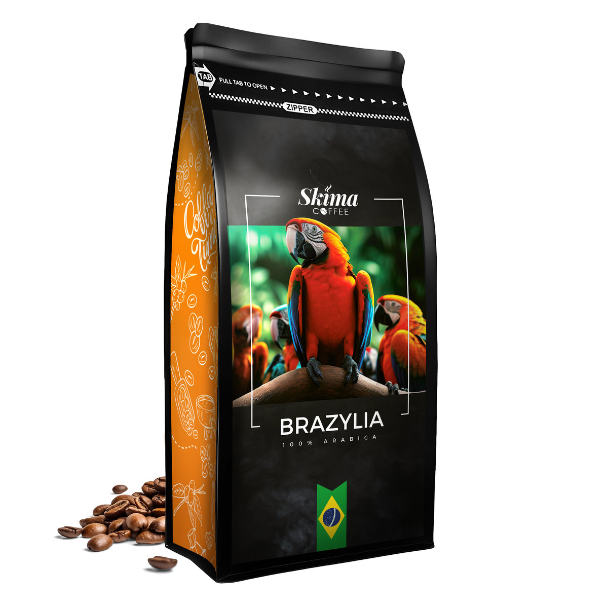 Kawa ziarnista 1kg BRAZYLIA 100% ARABICA Świeżo Palona do ekspresu