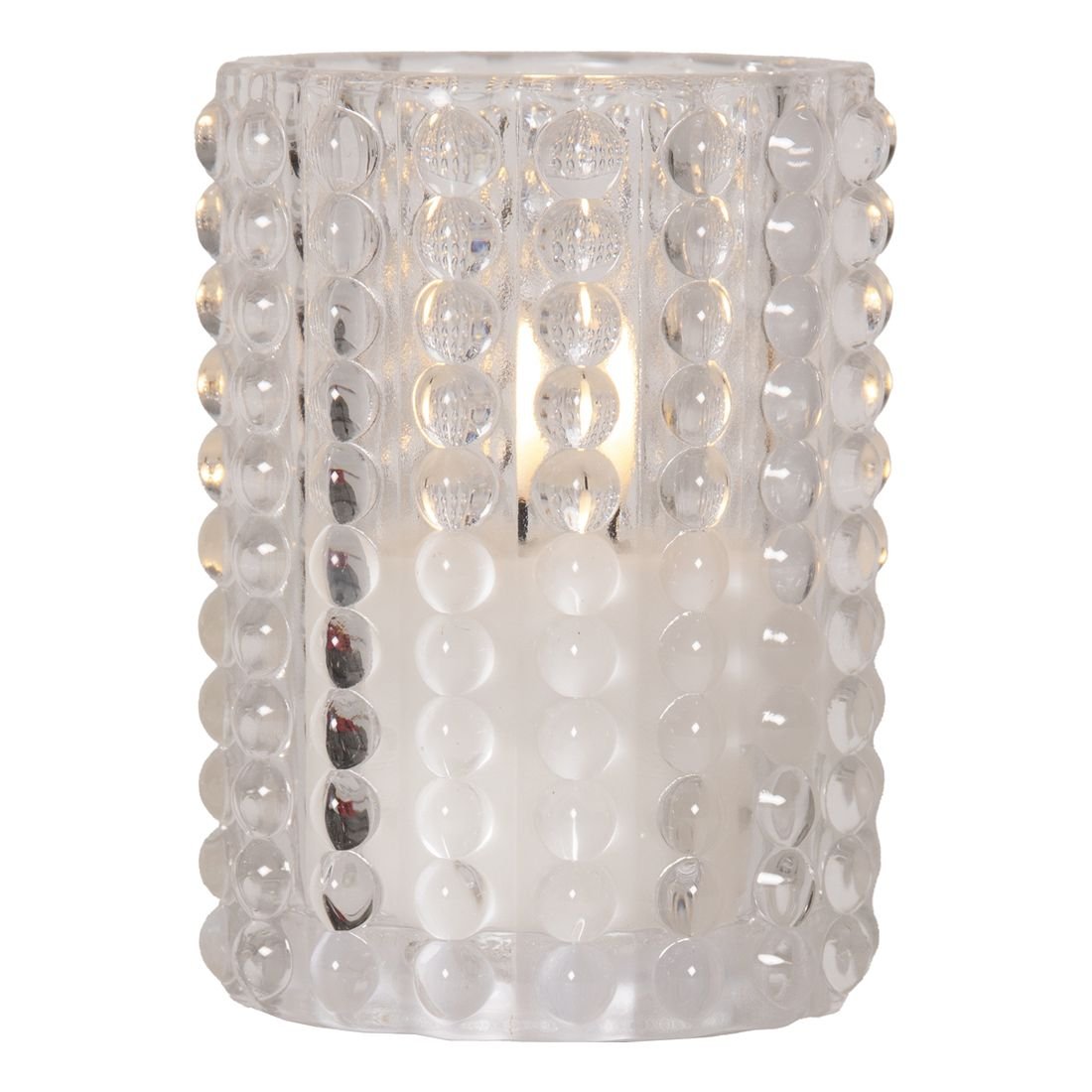 Świeca LED szklana woskowa FLAMME DOTTY 13cm