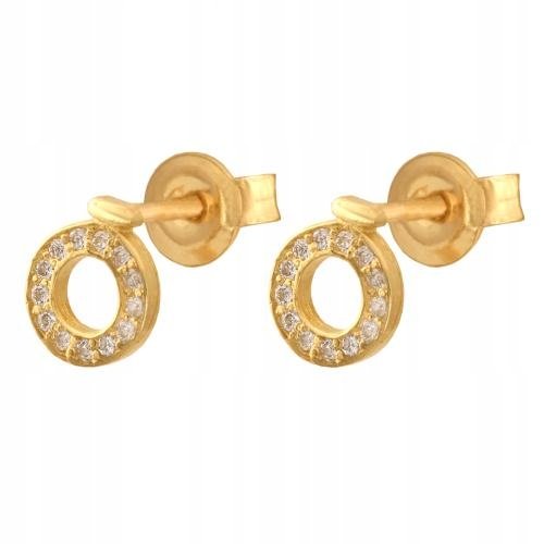 Złote Kolczyki 585 Na sztyft 1.10 g Rodium