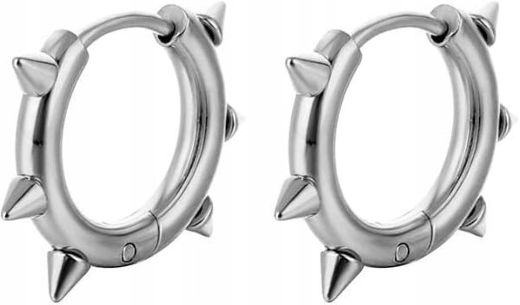 Kolczyki Do Uszu HUGGIE Okrągły z Kolcami Stożki STAL Punk Gothic Rock