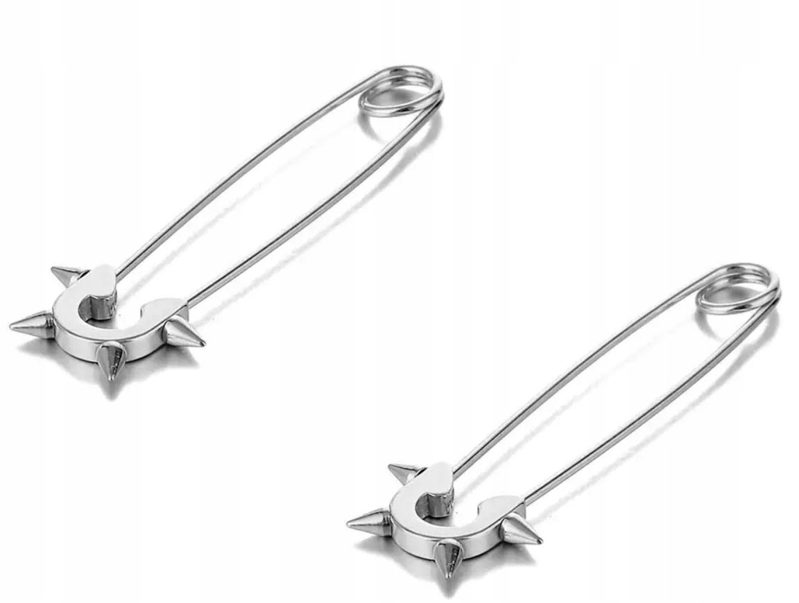 Kolczyki Do Uszu Ozdobna Agrafka z Kolcami Spinacz Punk Gothic STAL