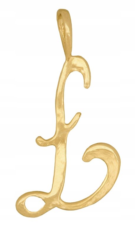 Złota Zawieszka Literka Ł Fantazyjna 585 0.50 g Rodium