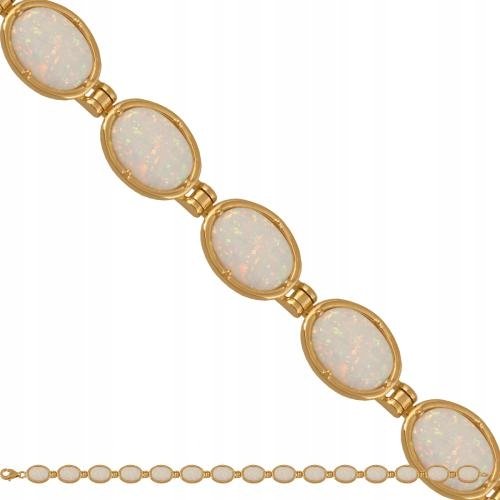Złota Bransoletka Opal 585 10.30 g, 19.50 cm Rodium