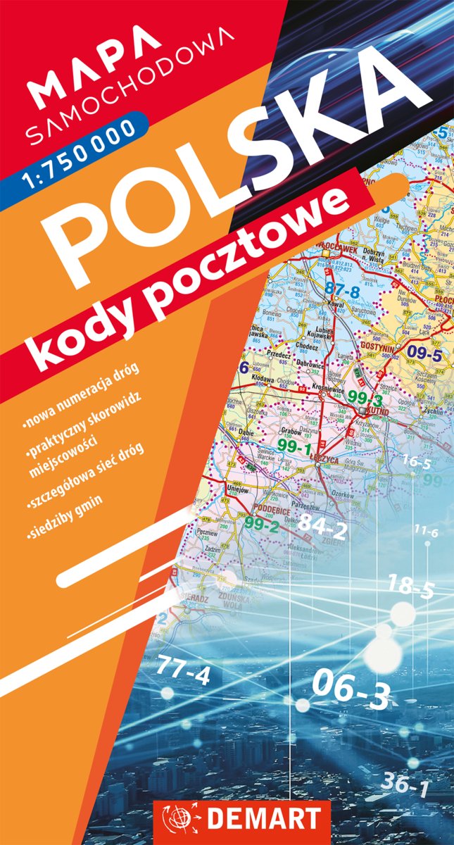 Polska. Mapa kodów pocztowych 1:750 000