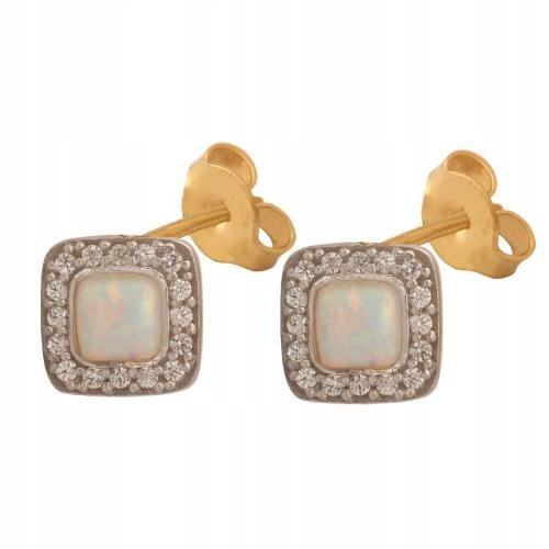 Złote Kolczyki Opal 585 1.70 g Rodium