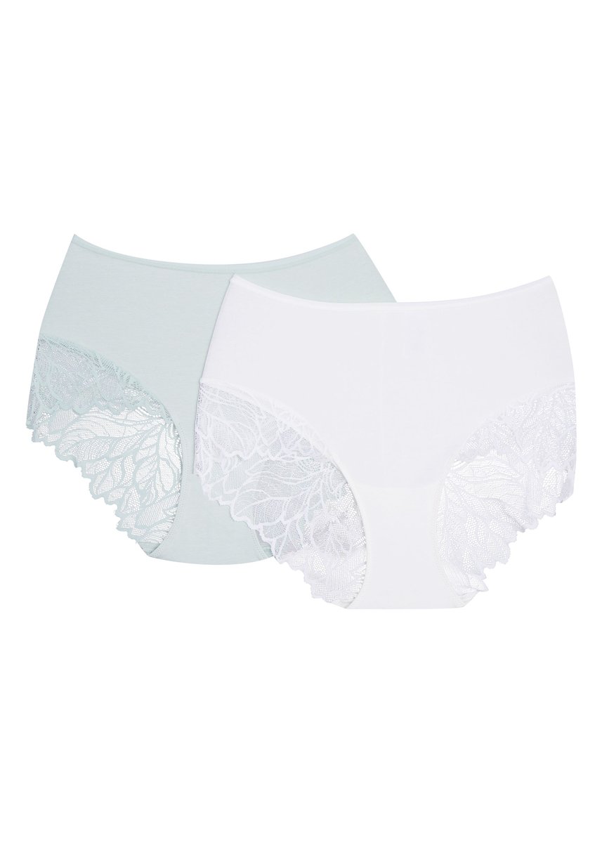 Majtki z wysokim stanem Pinky 2-pak Esotiq kremowy, miętowy M