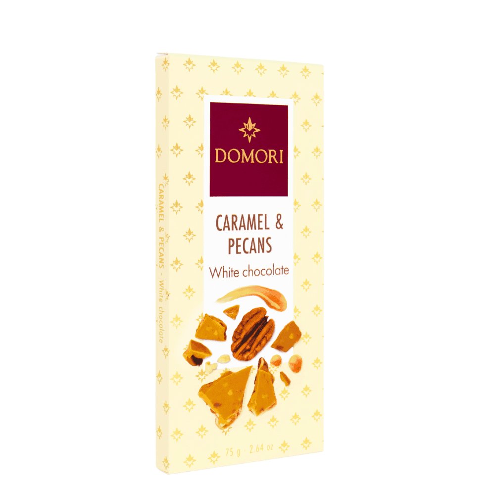 Domori czekolada biała z karmelem i pekanami 75g