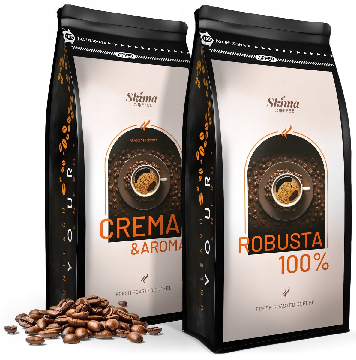 Kawa ziarnista 2x1kg CREMA&AROMA/ROBUSTA 100% Świeża do ekspresu