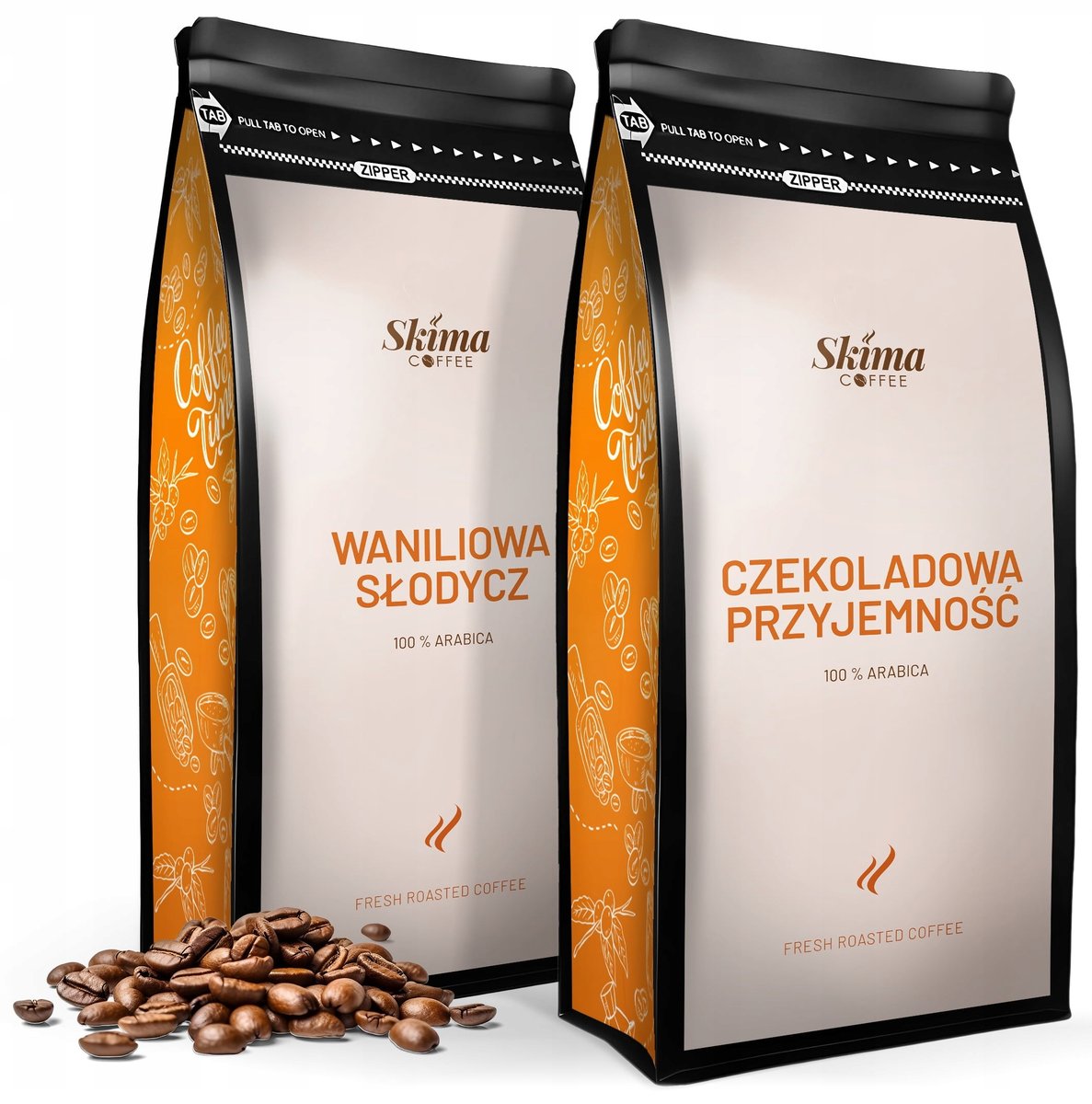 Kawa ziarnista 2x1kg CZEKOLADOWA PRZYJEMNOŚĆ/WANILIOWA SŁODYCZ