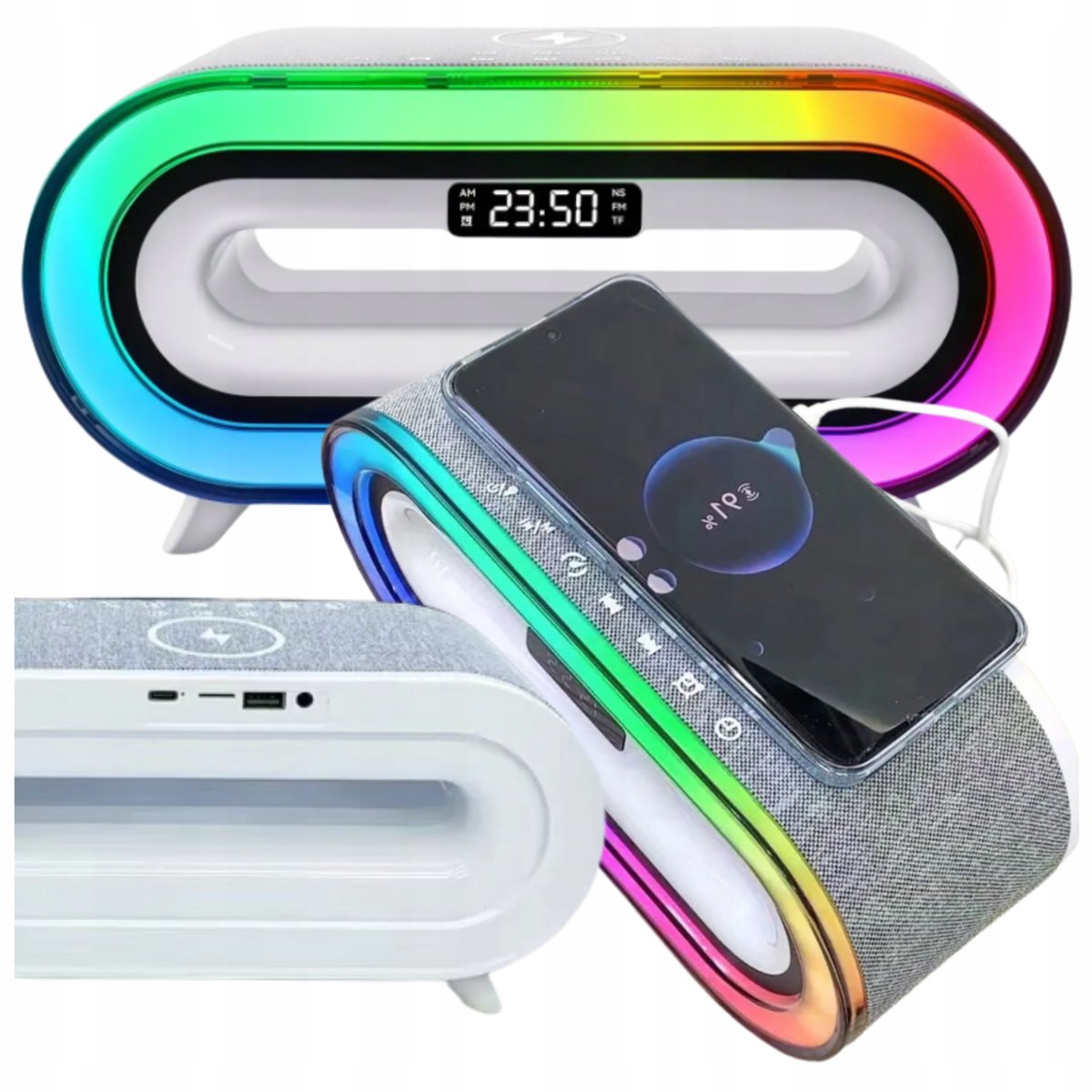 Duży Głośnik Bluetooth Z Radiem Bezprzewodowy Boombox Ładowarka Indukcyjna