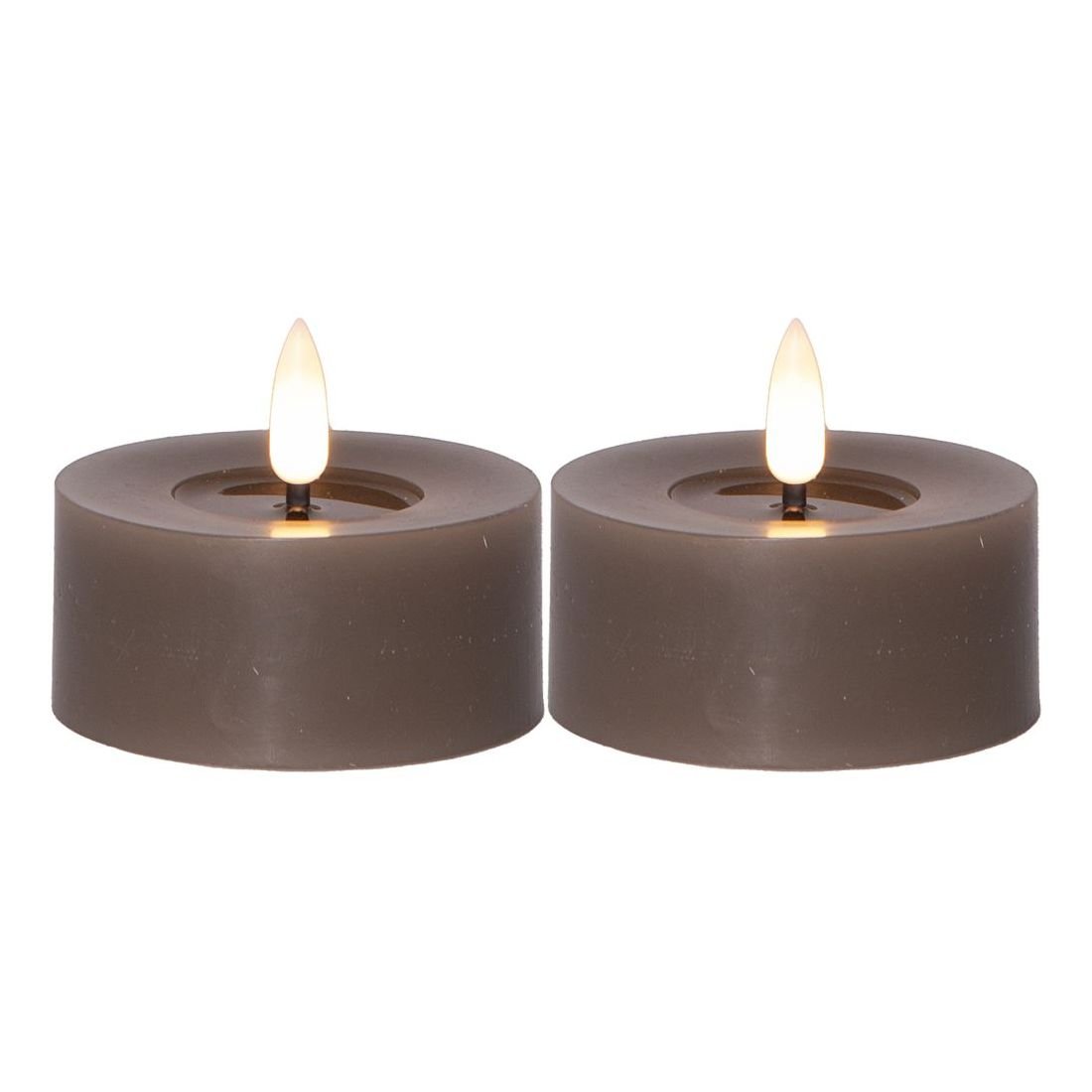 Zestaw 2x świeca LED woskowa tealight FLAMME FLOW brązowo-szara