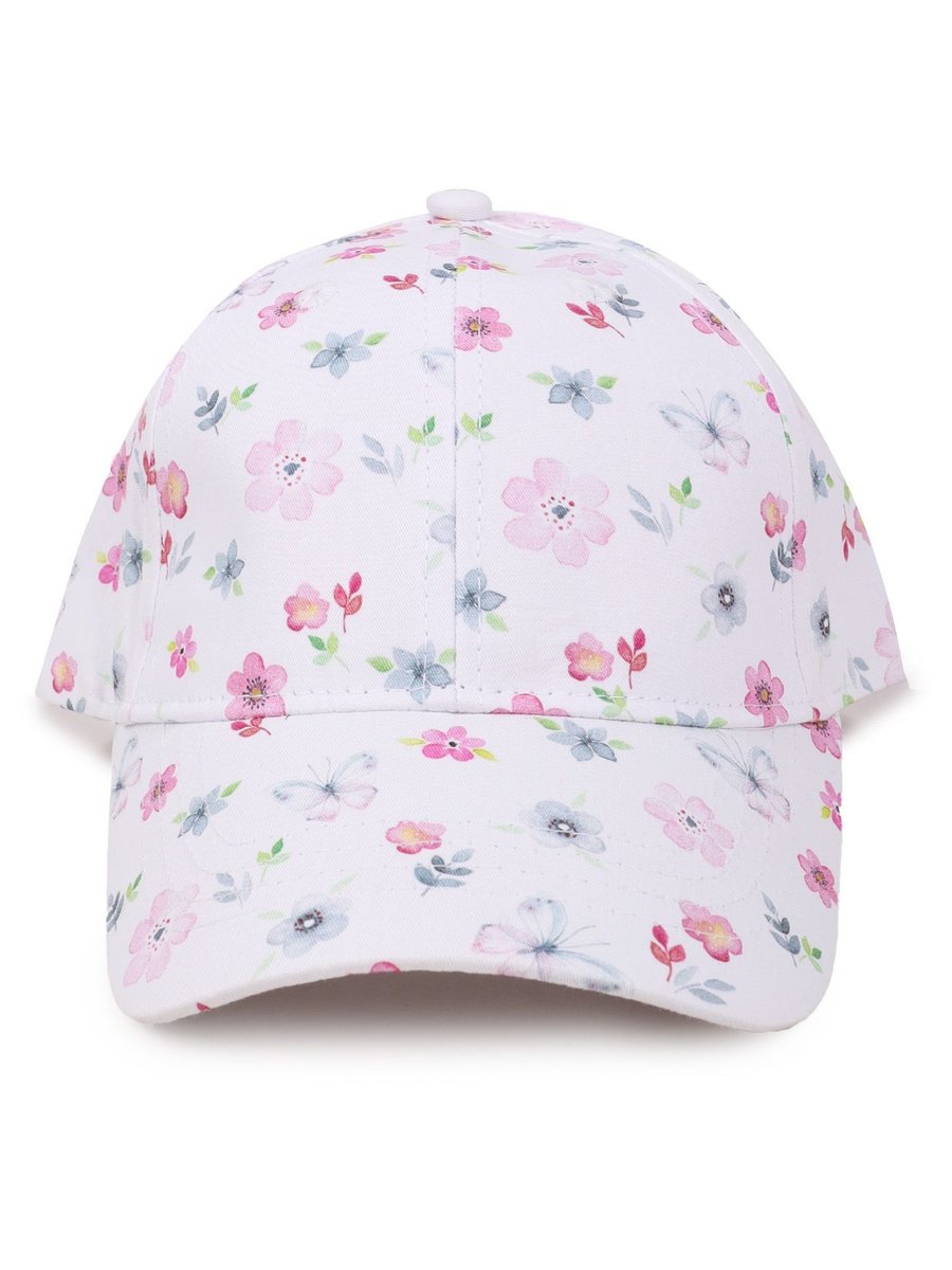 Czapka z daszkiem bejsbolówka damska kwiatki biała 56-58 YOCLUB