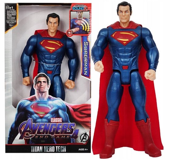 Avengers Superman Figurka Duża Interaktywna Ruchoma Dźwięk Światło 30 cm