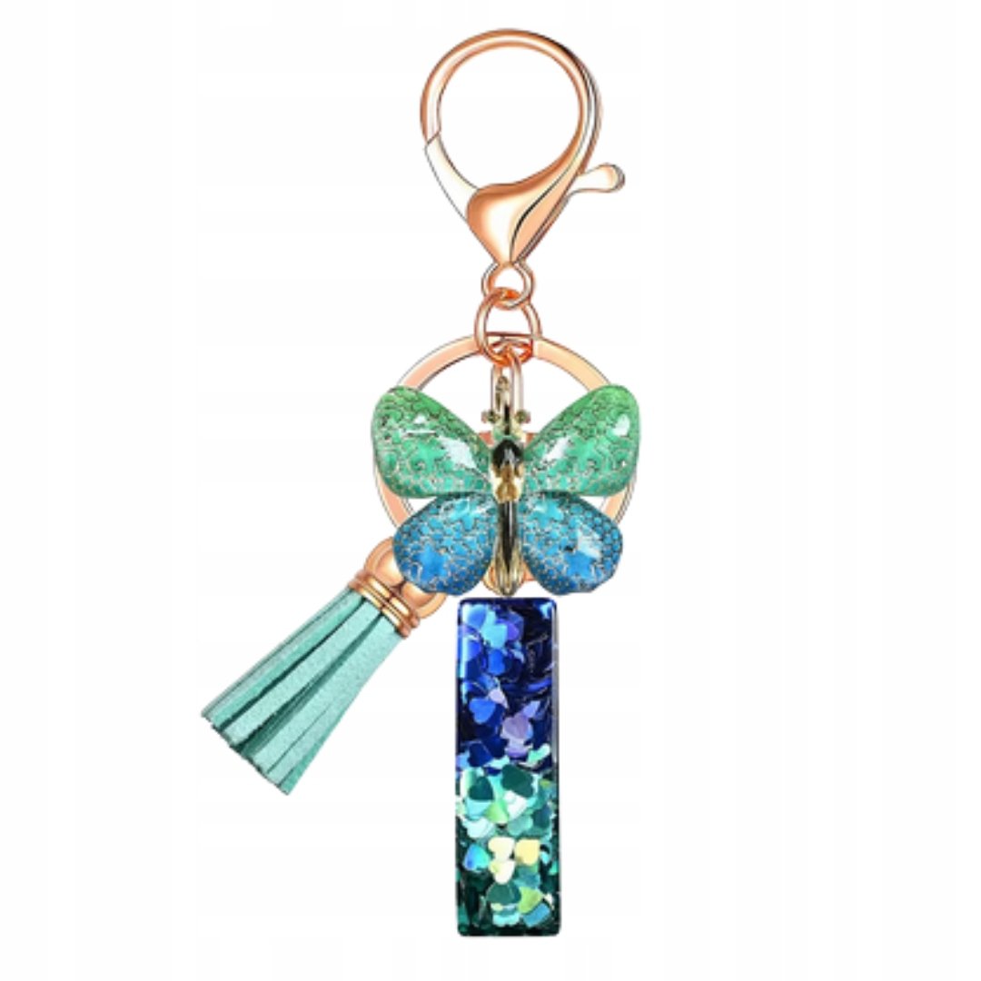 Breloczek z literką I i motylem - elegancki dodatek