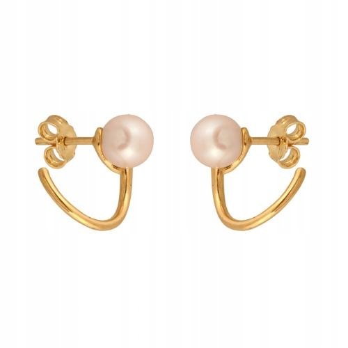 Złote Kolczyki Perły 585 1.95 g Rodium