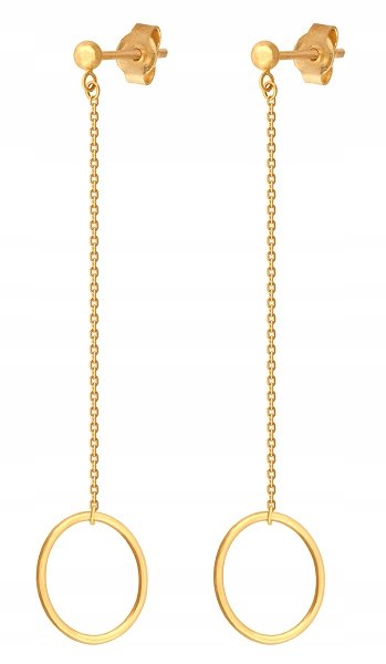 ZŁOTE Kolczyki 585 Wiszące Kółka Sztyft 1.90 g Rodium