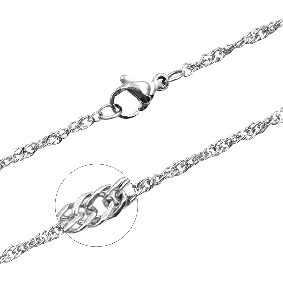 Łańcuszek Srebrny Singapur 45cm / 2,2mm - Stal chirurgiczna