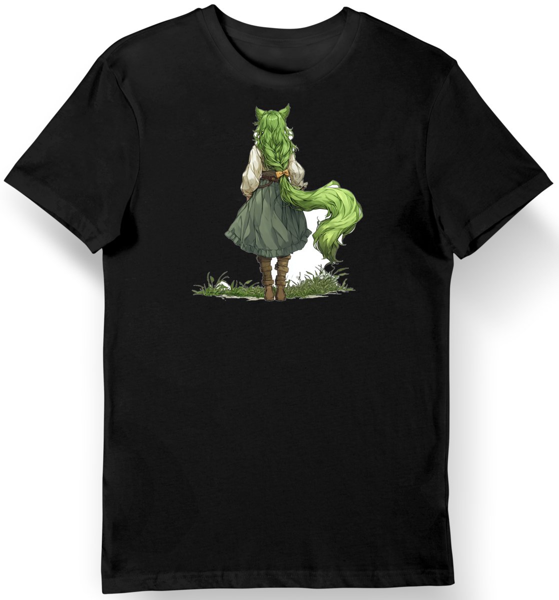 Koszulka męska czarna - Elegancki Zielony Demihuman 2XL