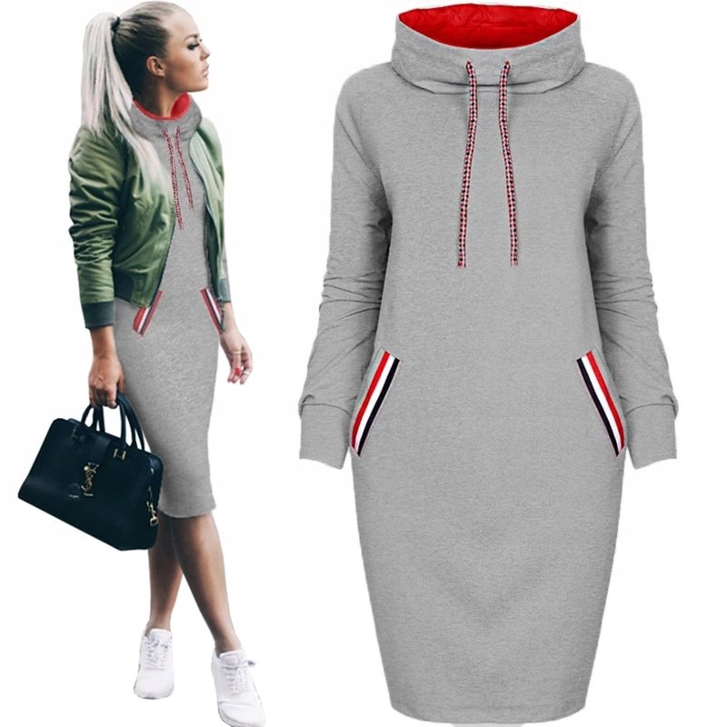 MODNA BLUZA DAMSKA SPORTOWA DRESOWA DŁUGA BLUZKA OVERSIZE BEZ KAPTURA TUBA