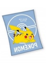 CARBOTEX Flanelowy koc kocyk dziecięcy POKEMON PIKACHU 130x160 cm NIEB. 809