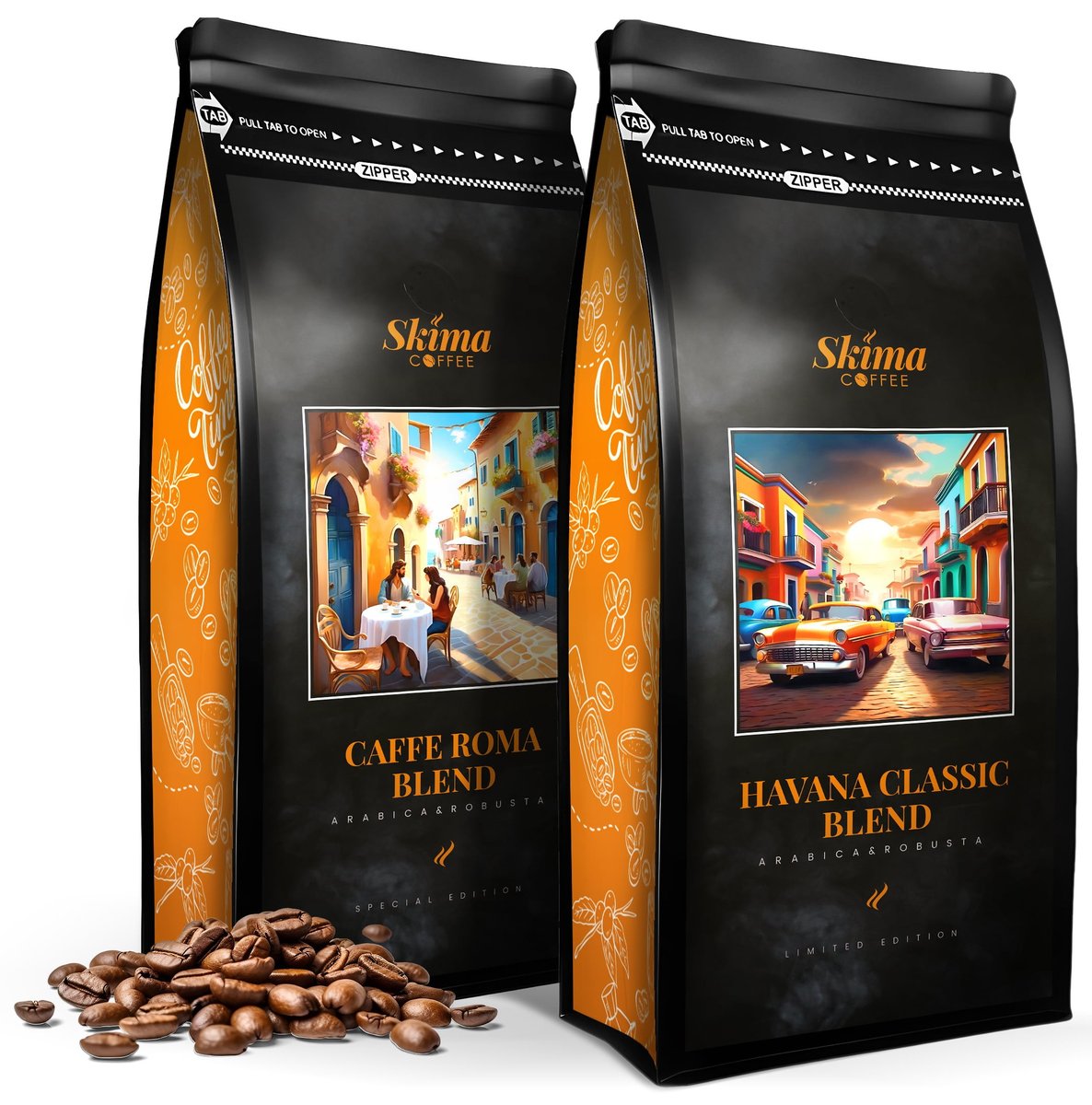Kawa ziarnista 2x1kg CAFFE ROMA BLEND/HAVANA CLASSIC BLEND Świeża